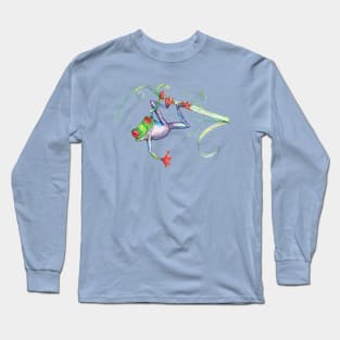 A tree frog hanging on a leaf Long Sleeve T-Shirt